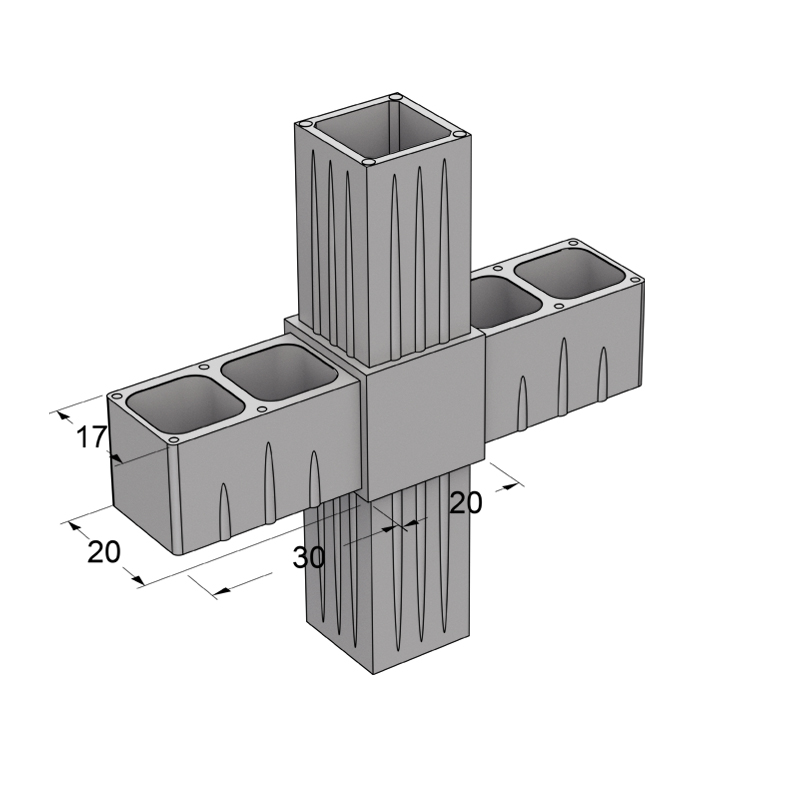 CROSS CONNECTOR 20x20 / GRAY